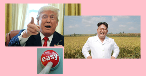 Trump Kim Jong Un easy button gimp created image