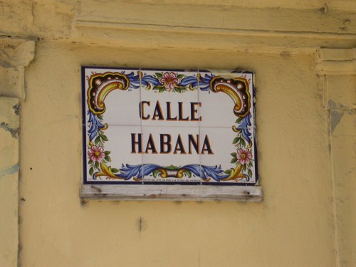 ceramic street sign in havana cuba "calle habana"