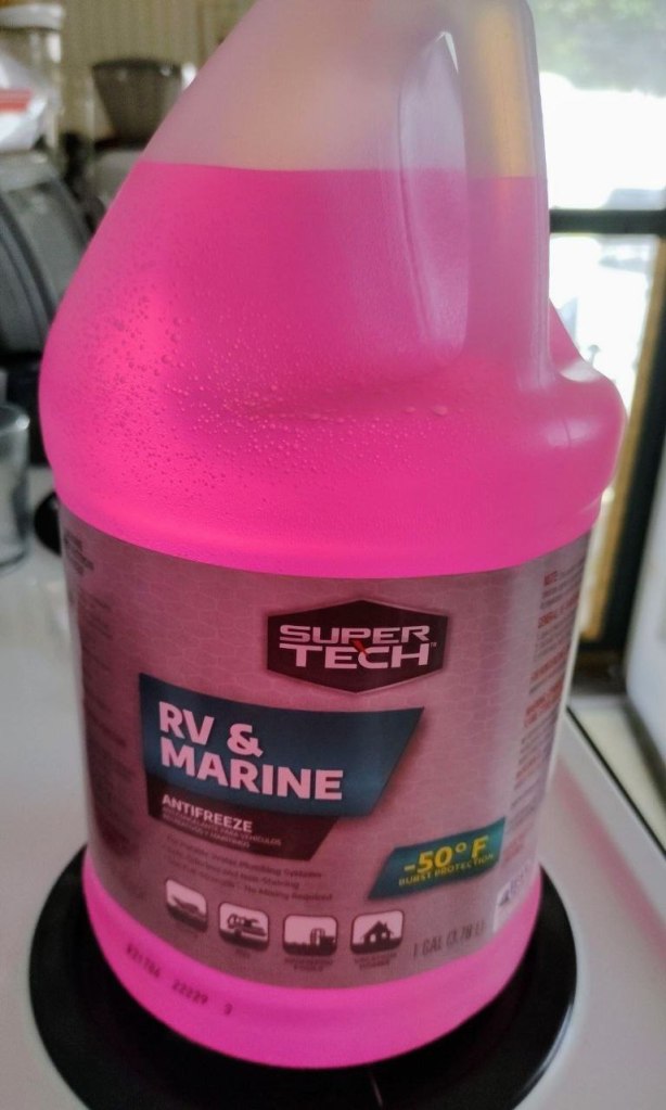 jug of pink super tech rv/marine antifreeze