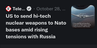 screenshot oh headline about usa sending hi-tech nuclear to nato bases