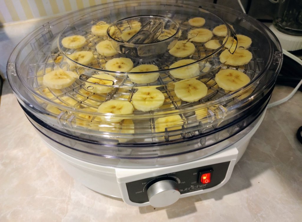 top view showing bananas being processed