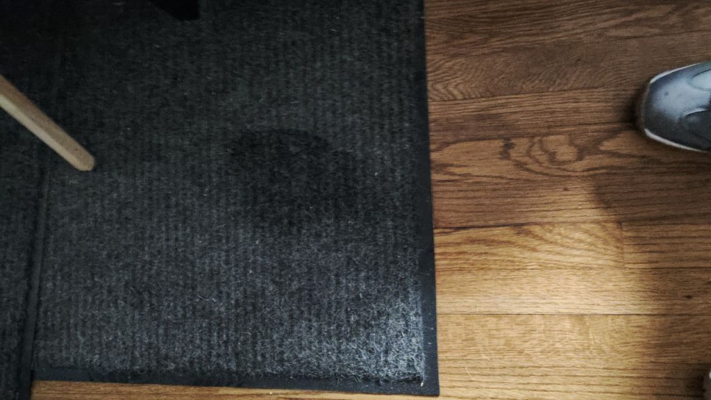indoor mat with wet spot